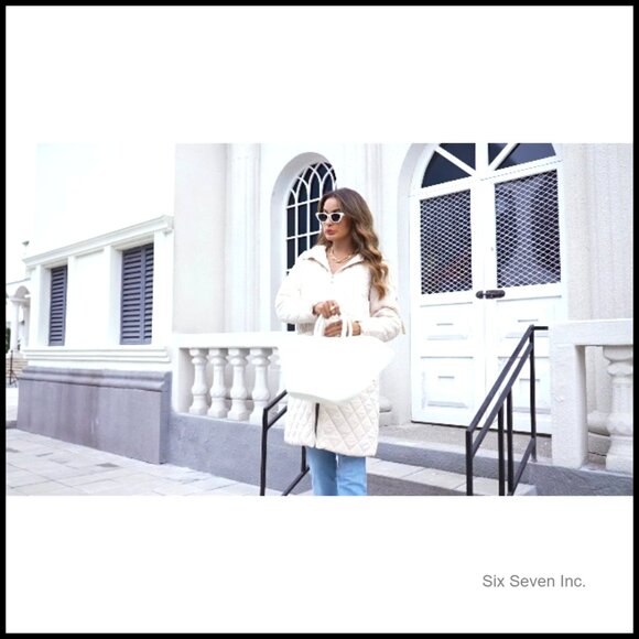 Long Quilted Puffer Jacket Lightweight Zip Hooded Drawstring Winter Coat - Picture 6 of 6